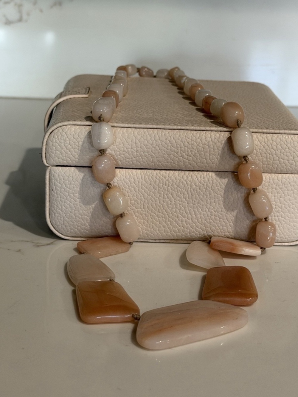 Apricot Agate Gem Beaded Necklace